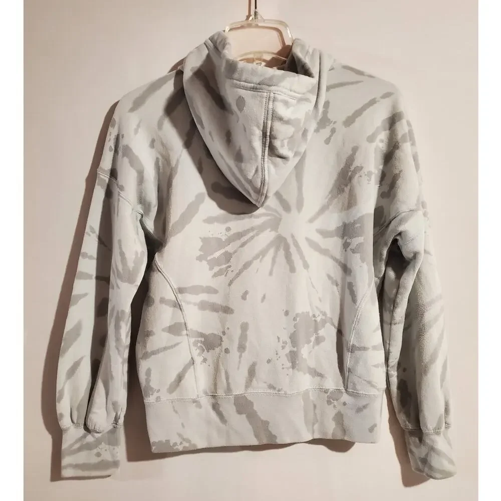 Abercrombie Kids Embroidered Hoodie Sweatshirt Size 13/14 Gray Tie Dye Print